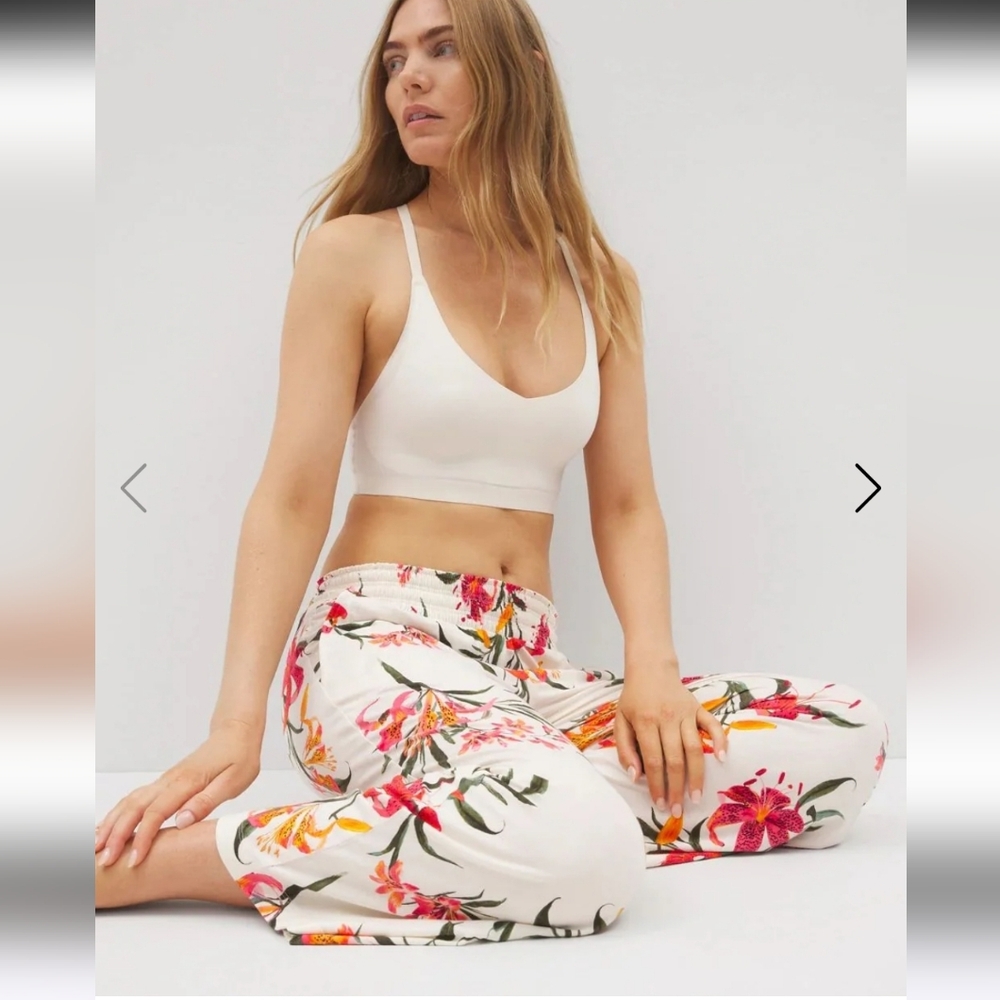 Soma Floral Print Pants - White, Pink, Orange